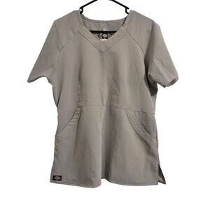 Dickies Black Label Scrub Top Unisex Size M Gray V-Neck Medical Uniform